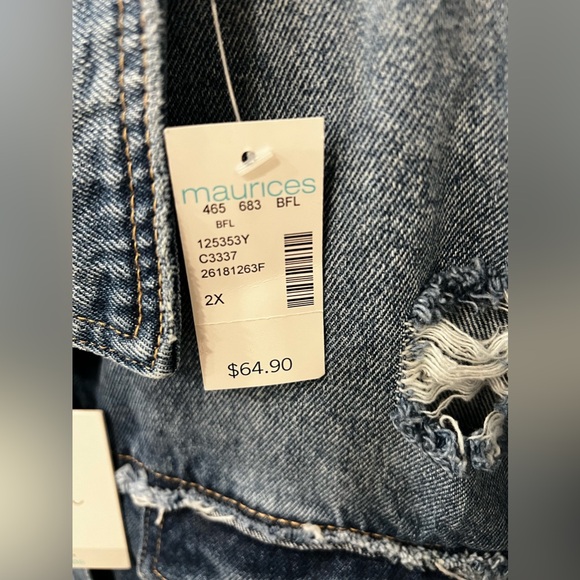 NWT Kancan Distressed Denim Jacket Size 2X - Picture 5 of 7